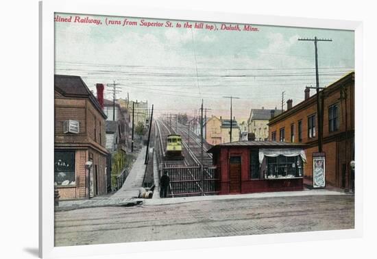 Duluth, Minnesota - View of the Superior St Incline Railway-Lantern Press-Framed Art Print