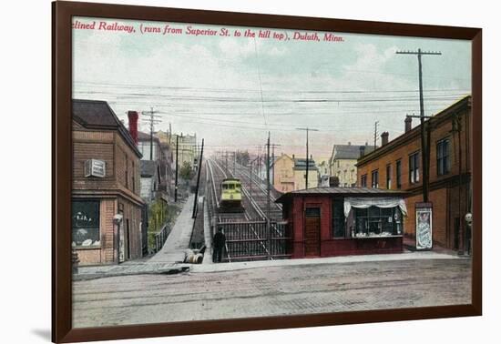 Duluth, Minnesota - View of the Superior St Incline Railway-Lantern Press-Framed Art Print