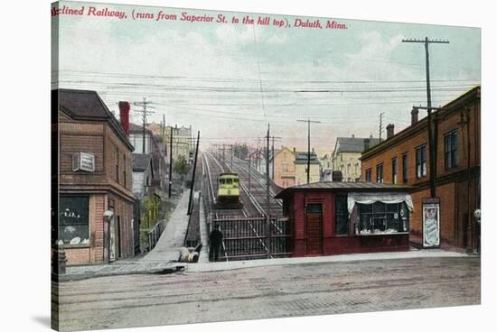 Duluth, Minnesota - View of the Superior St Incline Railway-Lantern Press-Stretched Canvas