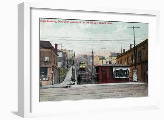 Duluth, Minnesota - View of the Superior St Incline Railway-Lantern Press-Framed Art Print