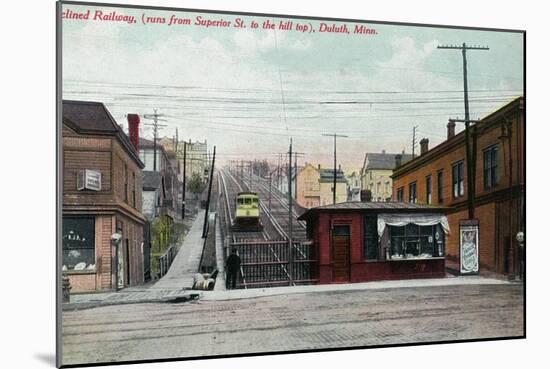 Duluth, Minnesota - View of the Superior St Incline Railway-Lantern Press-Mounted Art Print