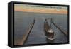Duluth, MN - View of Freighter Entering Ship Canal-Lantern Press-Framed Stretched Canvas