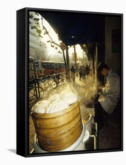 Dumpling Seller, Shanghai, China-Ellen Clark-Framed Stretched Canvas