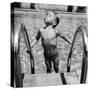 Duncan Richardson, 3-Year-Old Swimming Prodigy, Spouting Water Like a Whale, Town House Pool-Martha Holmes-Stretched Canvas