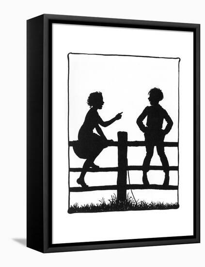 Dunderpate and His Friend Susan Sitting on Another Fence-Mary Baker-Framed Stretched Canvas