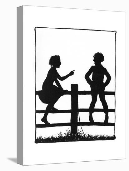 Dunderpate and His Friend Susan Sitting on Another Fence-Mary Baker-Stretched Canvas