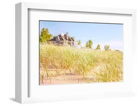 Dune Grasses with Beach House-soupstock-Framed Photographic Print