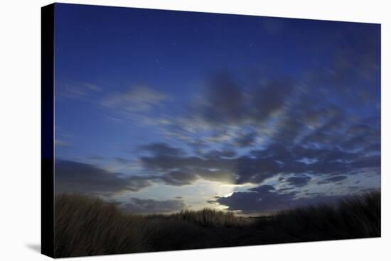 Dune Landscape with Full Moon, Night, Island Fehmarn, Schleswig-Holstein, Germany-Axel Schmies-Stretched Canvas