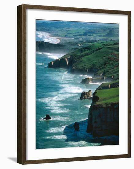 Dunedin Coast near Tunnel Beach, New Zealand-David Wall-Framed Photographic Print