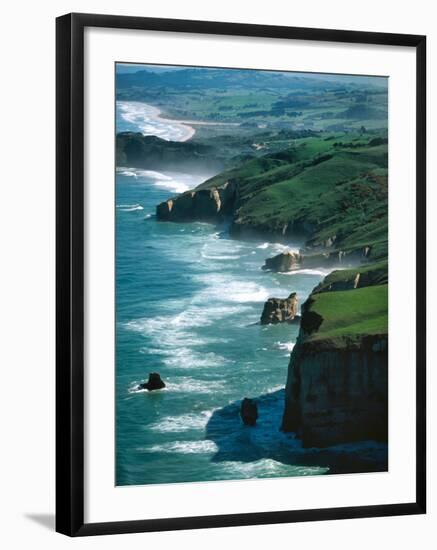 Dunedin Coast near Tunnel Beach, New Zealand-David Wall-Framed Photographic Print