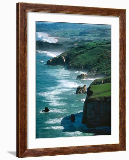 Dunedin Coast near Tunnel Beach, New Zealand-David Wall-Framed Photographic Print