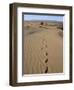 Dunes and Camp Under Tree in the Distance at Erg Al Hatin, Desert Trek, Draa Valley, Morocco-Jenny Pate-Framed Photographic Print