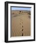 Dunes and Camp Under Tree in the Distance at Erg Al Hatin, Desert Trek, Draa Valley, Morocco-Jenny Pate-Framed Photographic Print