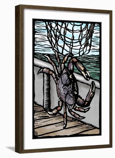 Dungeness Crab - Scratchboard-Lantern Press-Framed Art Print