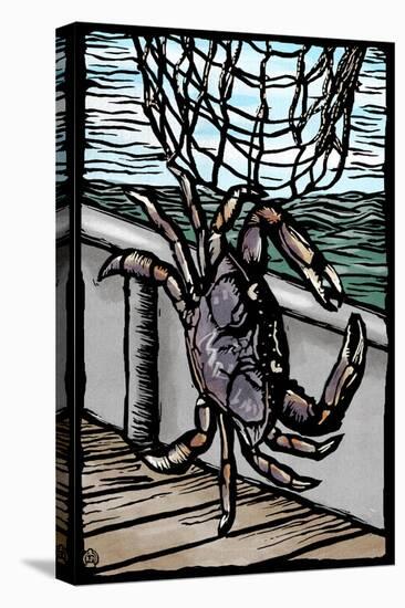 Dungeness Crab - Scratchboard-Lantern Press-Stretched Canvas