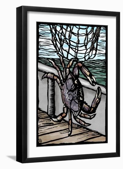 Dungeness Crab - Scratchboard-Lantern Press-Framed Art Print