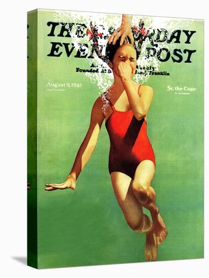 "Dunked Under Water," Saturday Evening Post Cover, August 9, 1941-John Hyde Phillips-Stretched Canvas