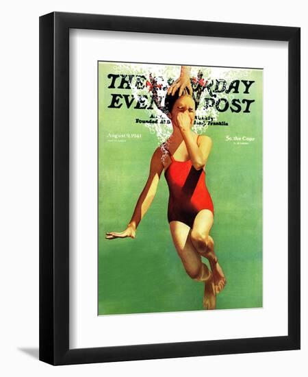 "Dunked Under Water," Saturday Evening Post Cover, August 9, 1941-John Hyde Phillips-Framed Premium Giclee Print