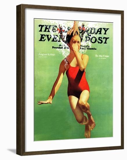 "Dunked Under Water," Saturday Evening Post Cover, August 9, 1941-John Hyde Phillips-Framed Giclee Print