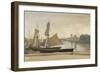 Dunkerque, Fishing Boats Tied to the Wharf, C.1830 (Oil on Laid Paper, Mounted on Canvas)-Jean Baptiste Camille Corot-Framed Giclee Print