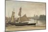 Dunkerque, Fishing Boats Tied to the Wharf, C.1830 (Oil on Laid Paper, Mounted on Canvas)-Jean Baptiste Camille Corot-Mounted Giclee Print