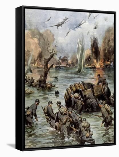 Dunkirk Evacuation-Achille Beltrame-Framed Stretched Canvas