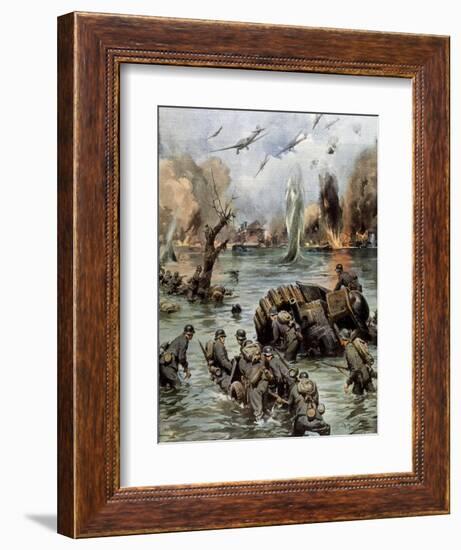 Dunkirk Evacuation-Achille Beltrame-Framed Art Print