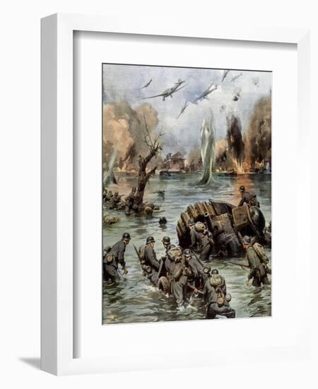 Dunkirk Evacuation-Achille Beltrame-Framed Art Print