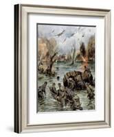 Dunkirk Evacuation-Achille Beltrame-Framed Art Print