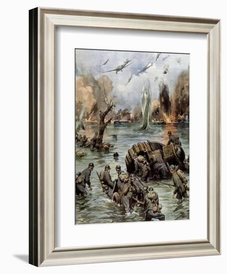 Dunkirk Evacuation-Achille Beltrame-Framed Art Print