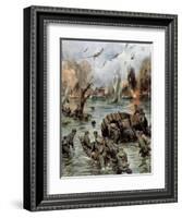 Dunkirk Evacuation-Achille Beltrame-Framed Art Print