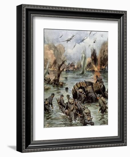 Dunkirk Evacuation-Achille Beltrame-Framed Art Print