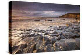 Dunraven Bay on the Glamorgan Heritage Coast, South Wales. Winter-Adam Burton-Stretched Canvas