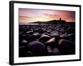 Dunstanburgh Castle at Sunrise from Boulderfield at Embleton Bay, Northumberland (Northumbria)-Lee Frost-Framed Photographic Print