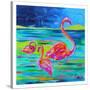 Duo Flamingos-Anne Ormsby-Stretched Canvas