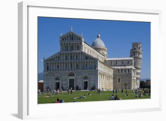Duomo and Leaning Tower, UNESCO World Heritage Site, Pisa, Tuscany, Italy, Europe-Charles Bowman-Framed Photographic Print
