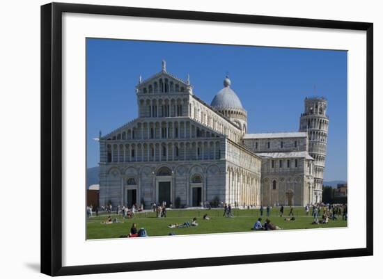 Duomo and Leaning Tower, UNESCO World Heritage Site, Pisa, Tuscany, Italy, Europe-Charles Bowman-Framed Photographic Print