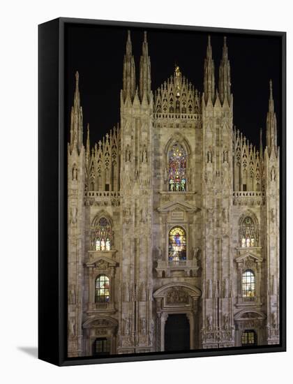 Duomo at Night, Milan, Lombardy, Italy, Europe-Vincenzo Lombardo-Framed Stretched Canvas