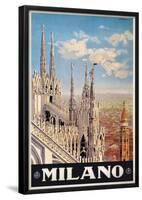 Duomo, Milano Italy- Vintage Travel Poster-null-Framed Poster