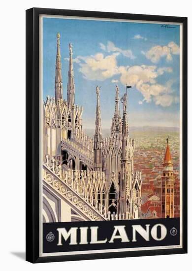 Duomo, Milano Italy- Vintage Travel Poster-null-Framed Poster