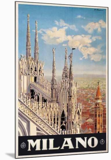 Duomo, Milano Italy- Vintage Travel Poster-null-Mounted Poster