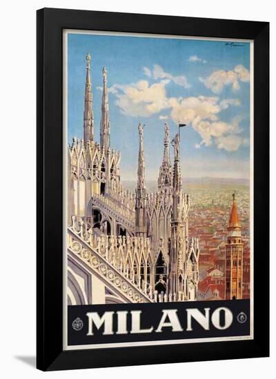 Duomo, Milano Italy- Vintage Travel Poster-null-Framed Poster