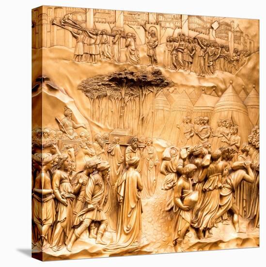 Duomo Santa Maria del Fiore, Florence. Decorations on the East Door by Ghiberti. Tuscany, Italy.-Tom Norring-Stretched Canvas