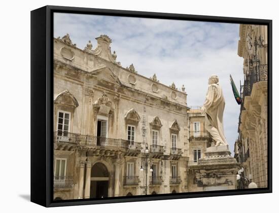 Duomo Square and the Baroque Facade of the Town Hall Palace, Syracuse, Sicily, Italy, Europe-Olivieri Oliviero-Framed Stretched Canvas