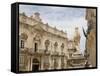 Duomo Square and the Baroque Facade of the Town Hall Palace, Syracuse, Sicily, Italy, Europe-Olivieri Oliviero-Framed Stretched Canvas