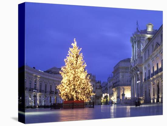 Duomo Square at Christmas, Ortygia, Siracusa, Sicily, Italy, Europe-Vincenzo Lombardo-Stretched Canvas
