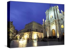 Duomo Square at Dusk, Ortygia, Siracusa, Sicily, Italy, Europe-Vincenzo Lombardo-Stretched Canvas