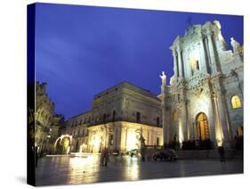 Duomo Square at Dusk, Ortygia, Siracusa, Sicily, Italy, Europe-Vincenzo Lombardo-Stretched Canvas