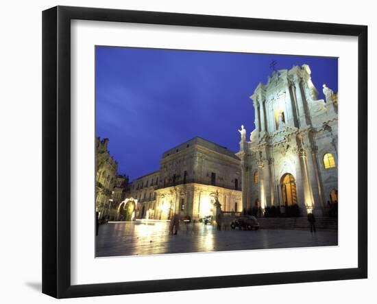 Duomo Square at Dusk, Ortygia, Siracusa, Sicily, Italy, Europe-Vincenzo Lombardo-Framed Photographic Print