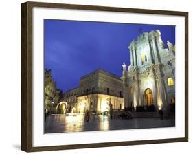 Duomo Square at Dusk, Ortygia, Siracusa, Sicily, Italy, Europe-Vincenzo Lombardo-Framed Photographic Print